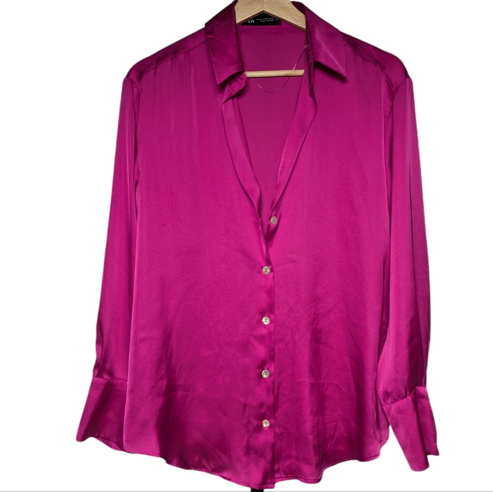Zara silk button down blouse